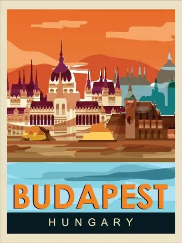 Budapest Hungary Vintage Retro Metal Sign
