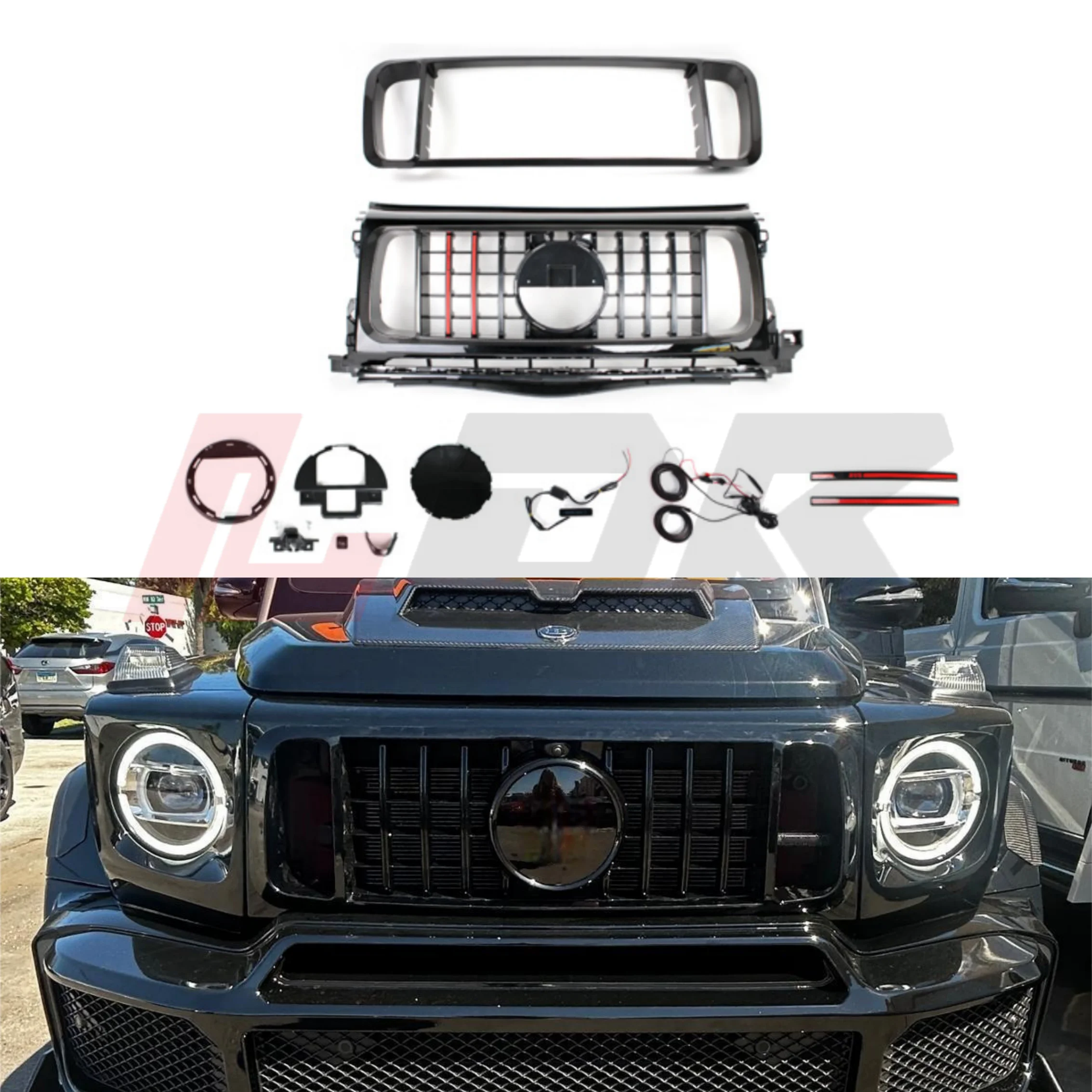 Led Grill for G-wagon 2018+ Upgrade G900 B900 Rocket Grill Dry Carbon Fiber W464 W463A G-class B700 B800