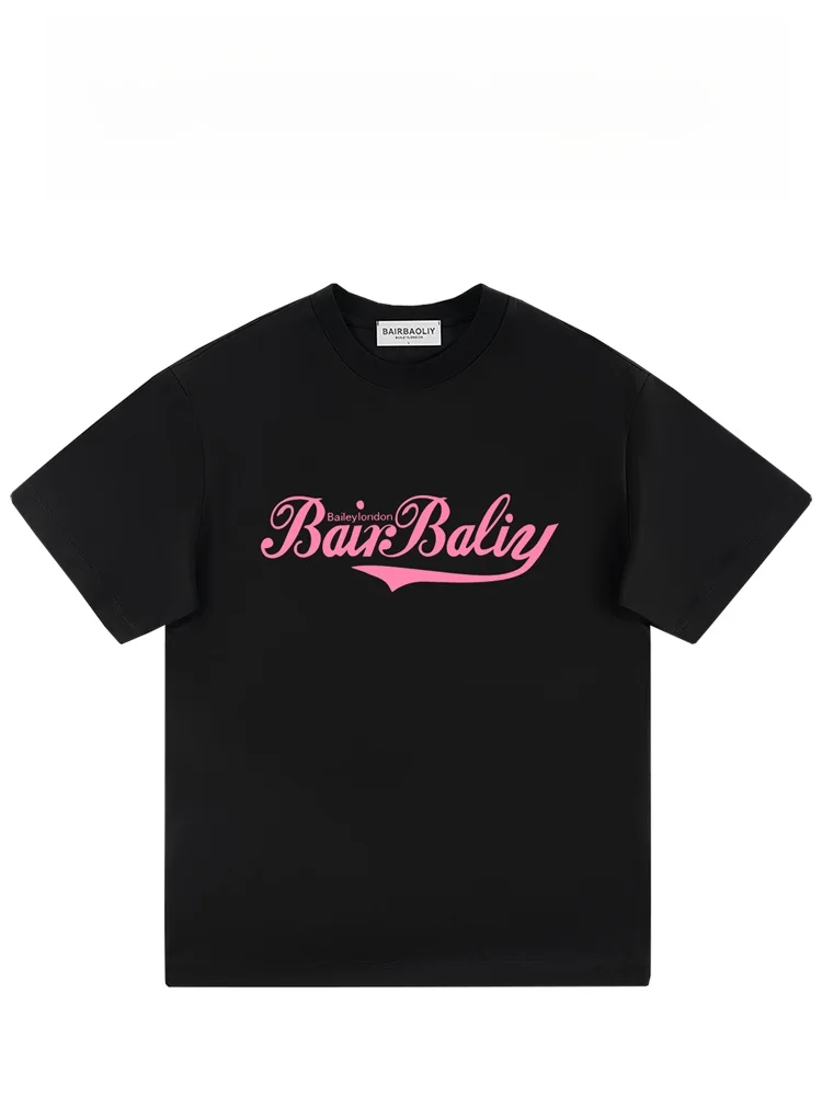 

BAIRBAOLIY American High Street Faion Printed ort Sve T-irt ex Street Sle Versatile Top Cotton Polyester Blend