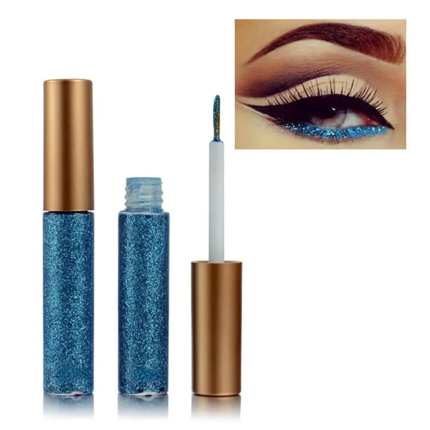 Bunter, perlmuttartiger, wasserfester Lidschatten mit mehrfarbigen Pailletten für einen lebendigen und schillernden Look. Sombras-Glitzer-Ougen