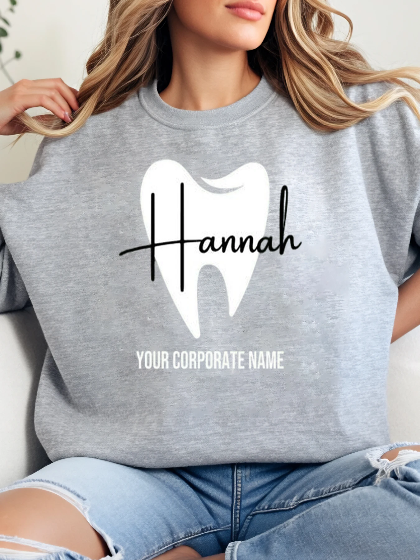 

Толстовка с принтом имени в форме зуба на Хэллоуин, большие размеры