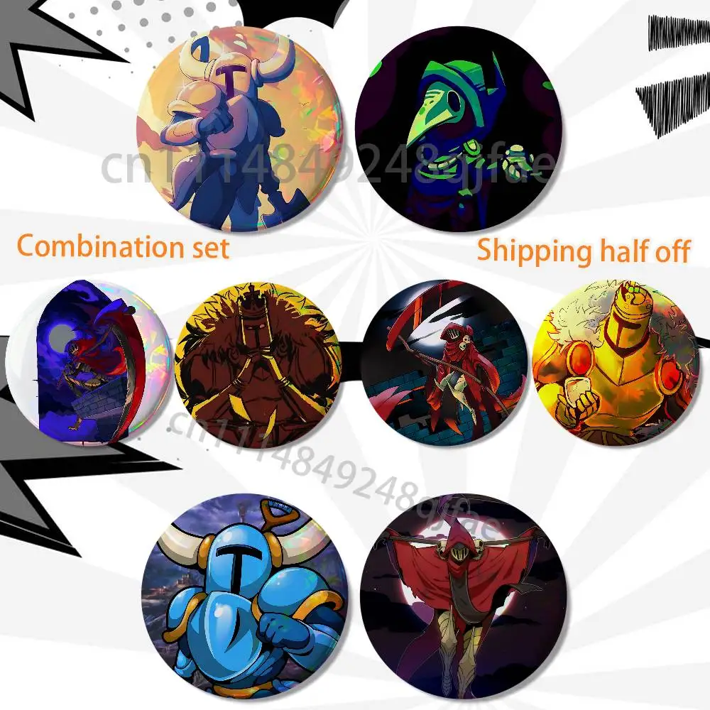 game King Plague Specter Shovel Knight   2 piece set Badges On Backpack Jacket Cartoon Round Brooches Acrylic Button Pins