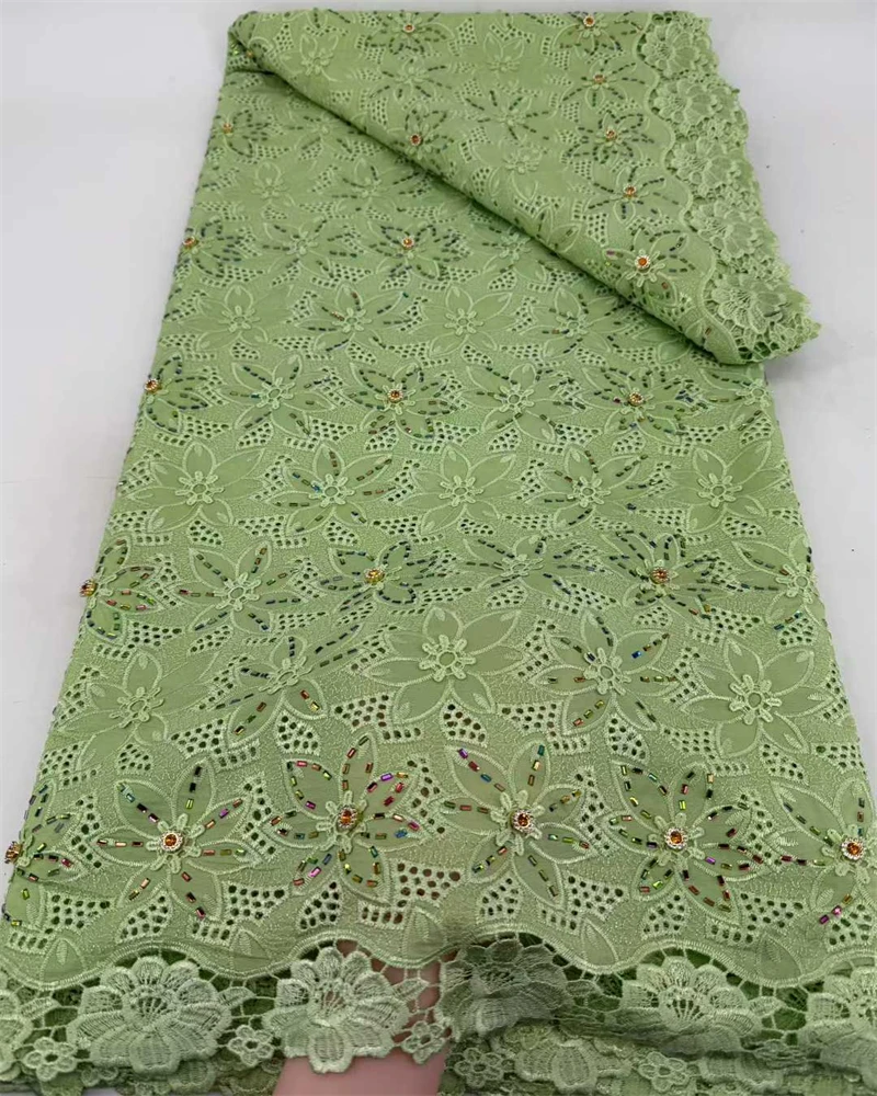 

OLOEY Luxury Colorful Nigerian Water Soluble Lace Fabric with Stone African Guipure Cord Lace Fabric for Clothing And Home Deco