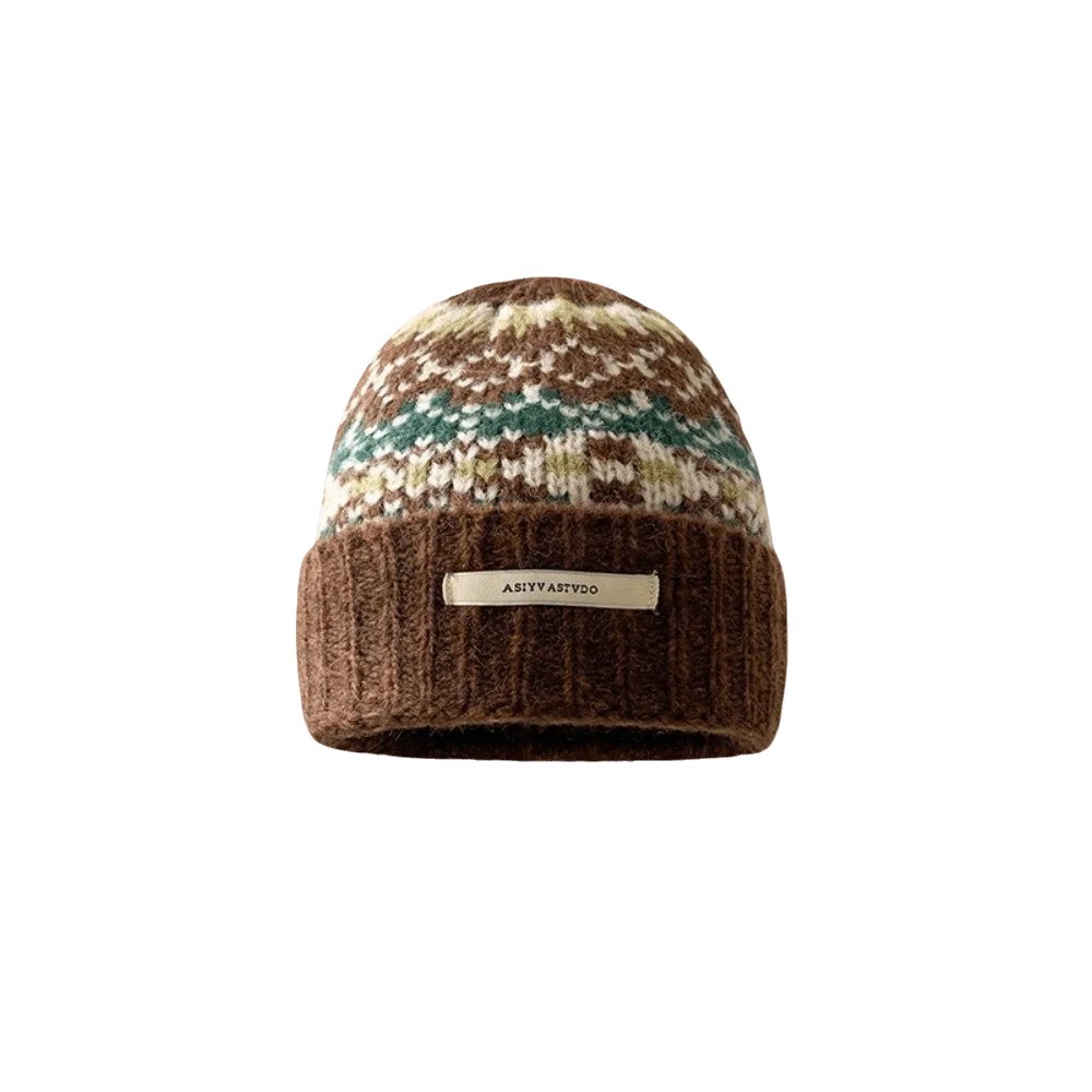 Solid Color Knitted Winter Hat Color Contrasting Soft Knitted Hip-hop Bonnet Retro Jacquard Cold Resistant Casual Beanies