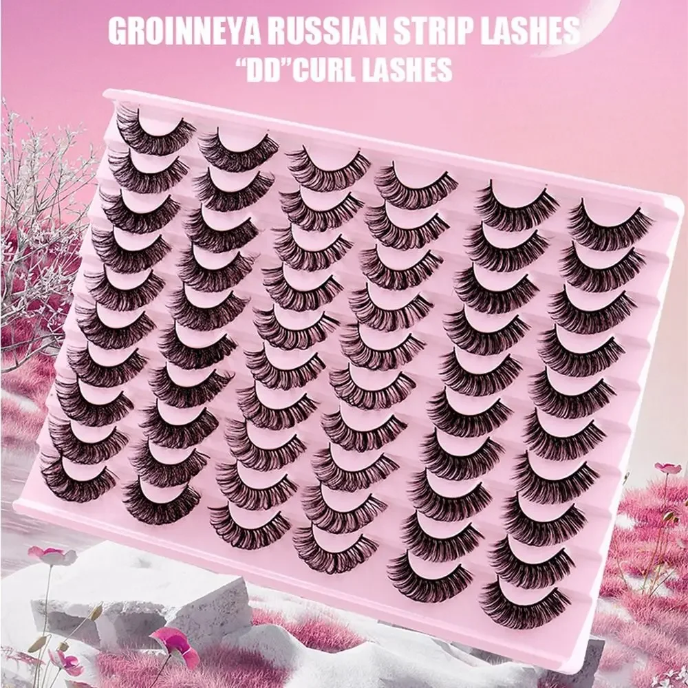 Damenmode, natürlich, lang, dünn, ausgestellt, kreuz und quer, künstliches Nerzhaar, Wimpernverlängerung, russische falsche Wimpern, glänzende Wimpern