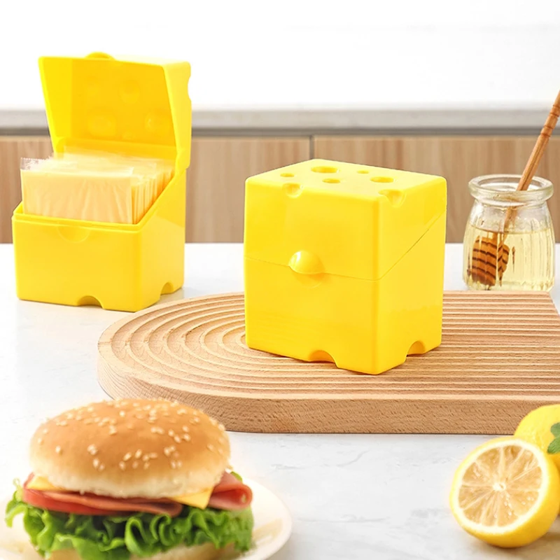 Refrigerator Food Storage Container Cute Flip Cover Cheese Slice Storage Box