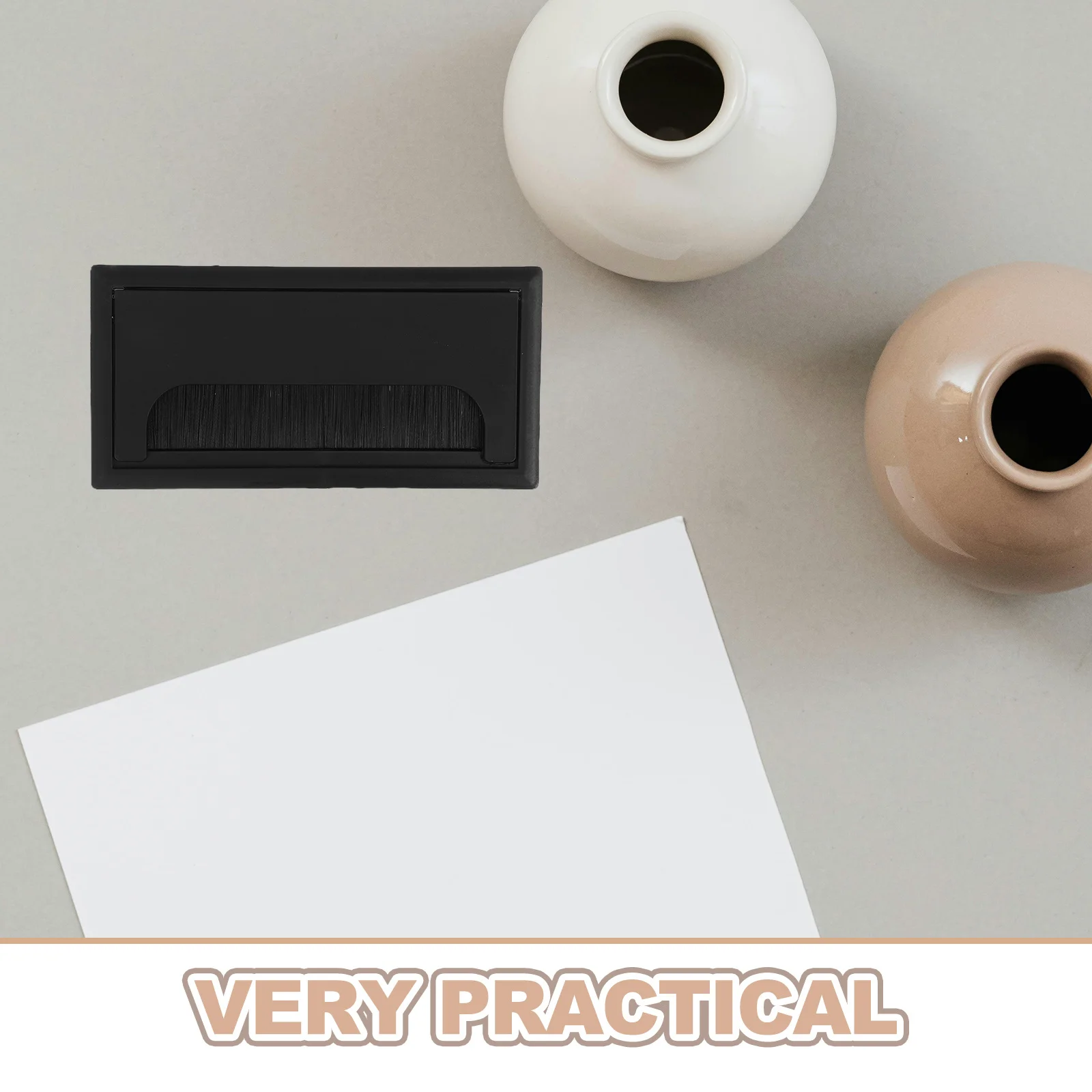 4 pçs de plástico preto mesa grommet caixa escova cabo buraco capa escritório fio gestão poeira livre espaço trabalho mesa fio buraco capa