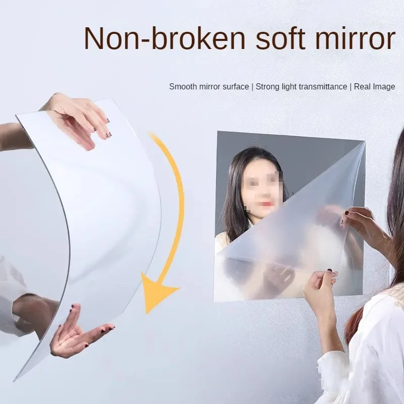 HD Anti Fog Wall Mirror Sticker DIY Full Length Mirror Tiles Self Adhesive Shatterproof Non Glass Safety Mirror Sheets 2MM Thick