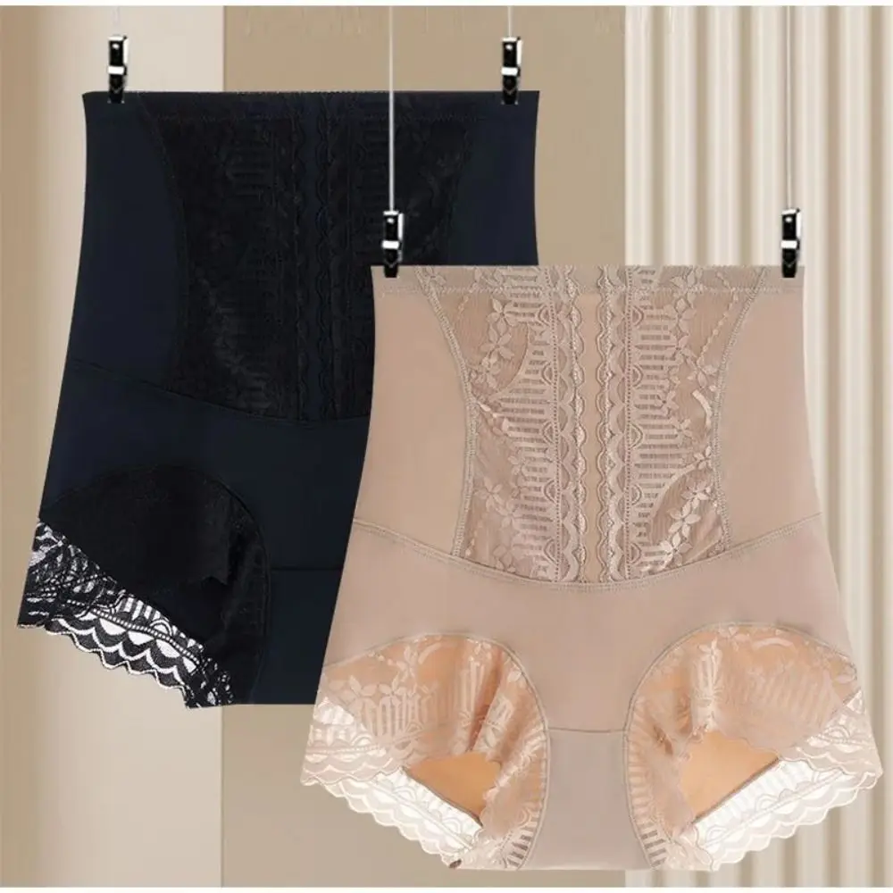 

Shaping Lace Belly Control Panties Elastic Ice Silk High Waist Boxers Postpartum Underwear Breathable Butt Lifting Shorts Women