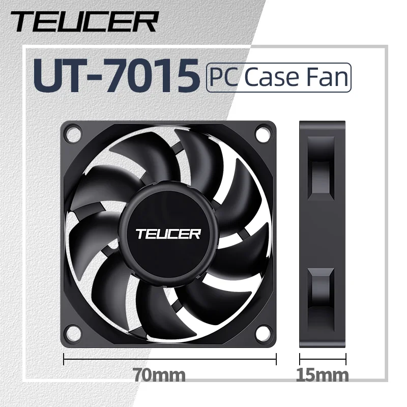 Teucer UT-7015 7cm Chassic Cooling Fan Hydraulic Bearing DC 12V 3Pin 2500 RPM Computer PC CPU Accessories Case Cooler Ventilator