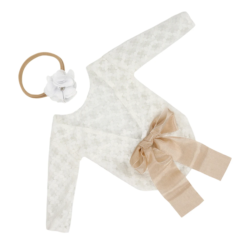 

Lace Romper Headband Newborn Photography Props Photo Outfits Bow Lace Hairband Studio Accessories Photoshoot
