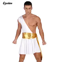 Mens Ancient Greek God Gladiator Toga Cosplay Outfit Knight Spartan Warrior Mytholog Medieval Costume Roman Emperor Ruffle Skirt