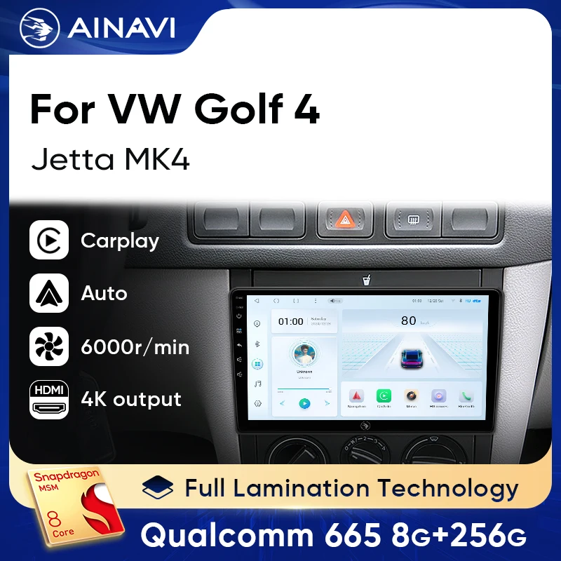 

Ainavi Android13 Car Radio For Volkswagen VW Golf 4 Jetta MK4 Classics Car Multimedia Player Stereo Carplay Auto Audio GPS 2 DIN