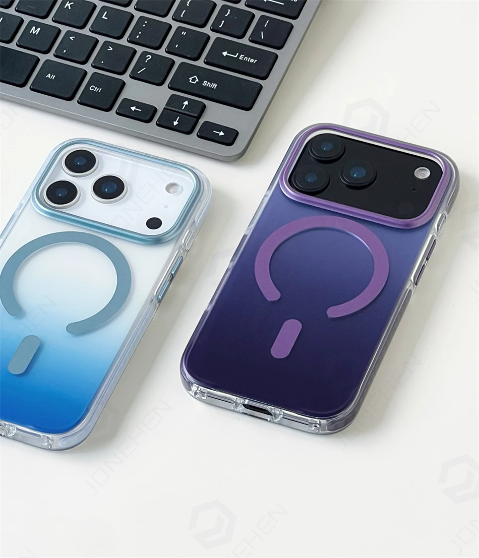 高級グラデーションハイエンドマットクリア強力な磁気耐衝撃 iPhone 17 Air 16 15 14 Pro Max 17p Magsafe 充電カバー