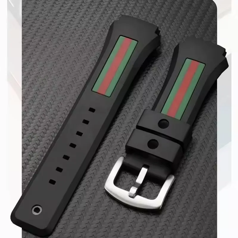 Watch Band For GC YA137/YA137107A Rubber Watch Strap Dedicated Protruding Port Waterproof Man Black Watch Bracelet 29-21mm