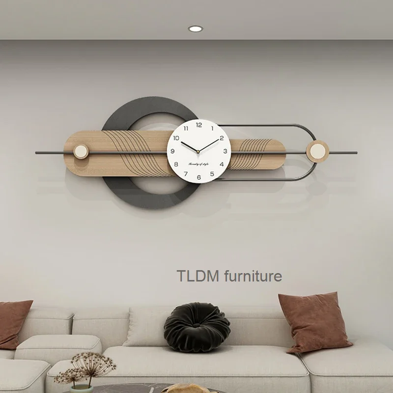 Decoration Wooden Wall Clock Large Designer Stylish Art Chic Wall Watch Nordic Aesthetic Reloj De Pared Living Room Decoration