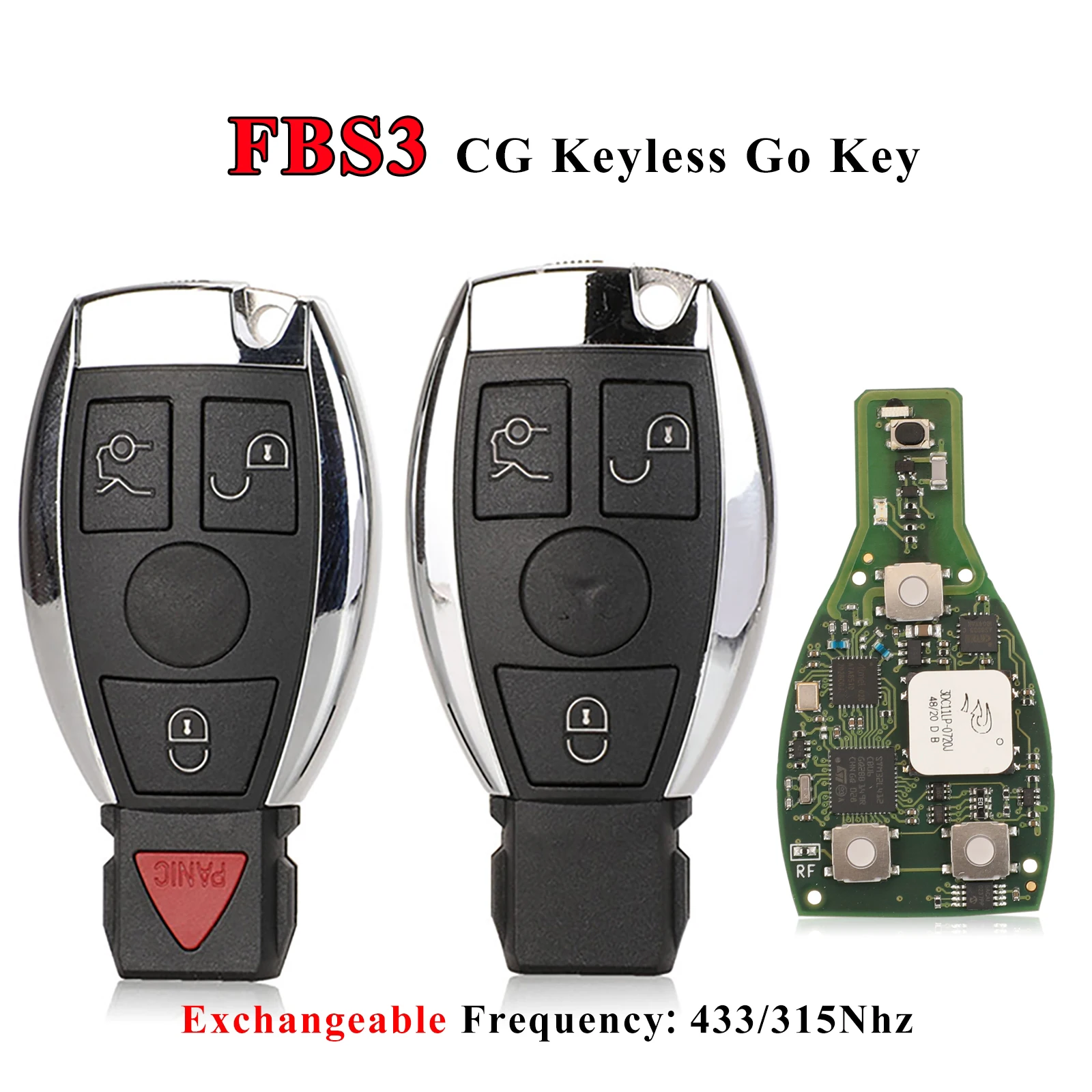 

CG MB FBS3 Keyless Entry For Mercedes Benz W164 W166 W216 W221 W251 W207 W166 W212 FBS3 Smart Key 433/315 Mhz 3/4BTN