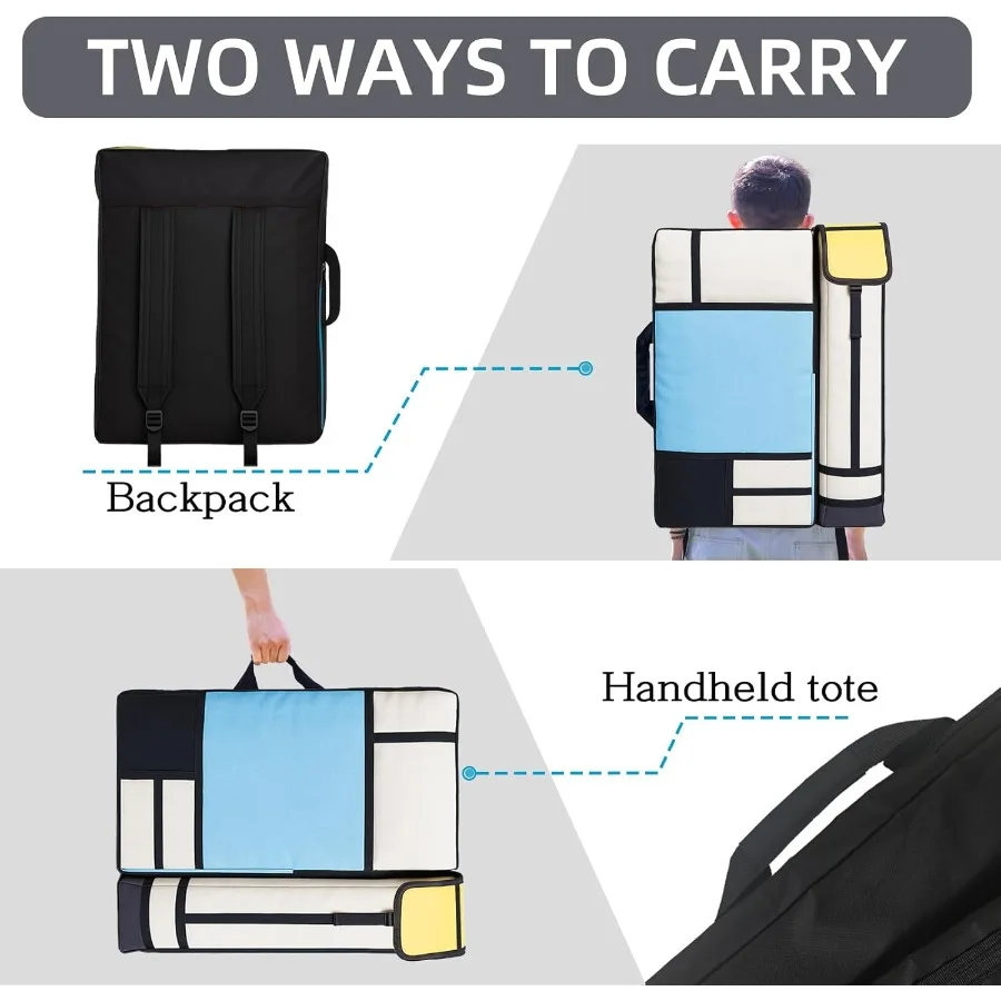 JJRING-funda de portafolio de arte, mochila de cartera de artista de lona para almacenamiento de dibujo grande al aire libre, carteles, impresiones, pinceles, Artwo