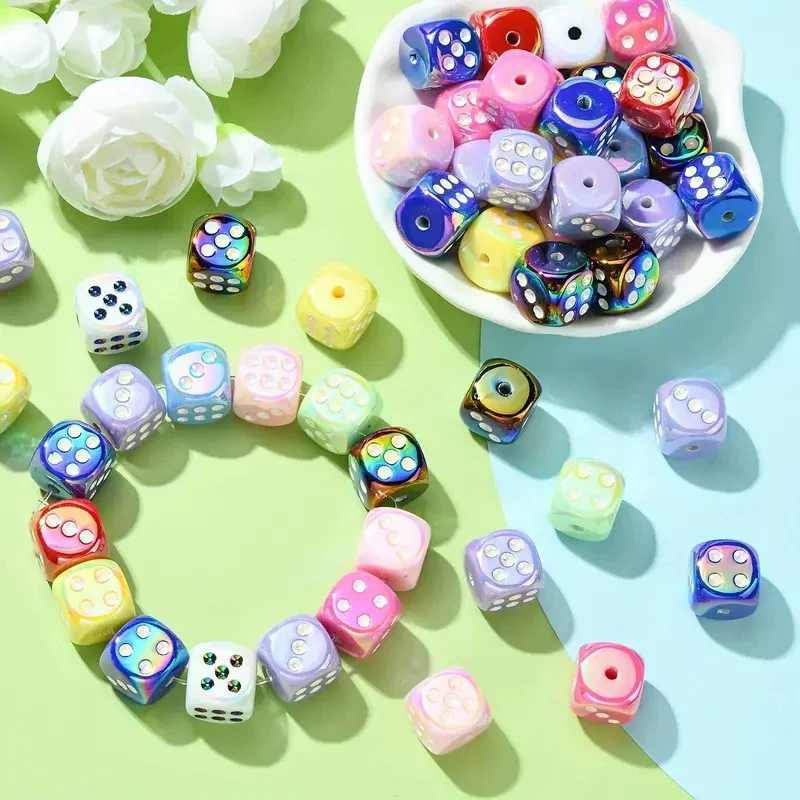 UV color solid color square dice acrylic loose beads DIY mobile phone chain jewelry accessories materials wear pen decoration