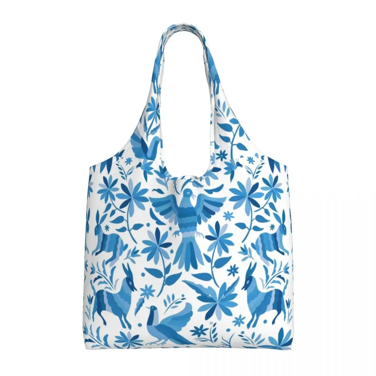 

Custom Mexican Otomi Birds Groceries Tote Shopping Bag Women Floral Textile Art Canvas Shopper Shoulder Bags Capacity Handbags