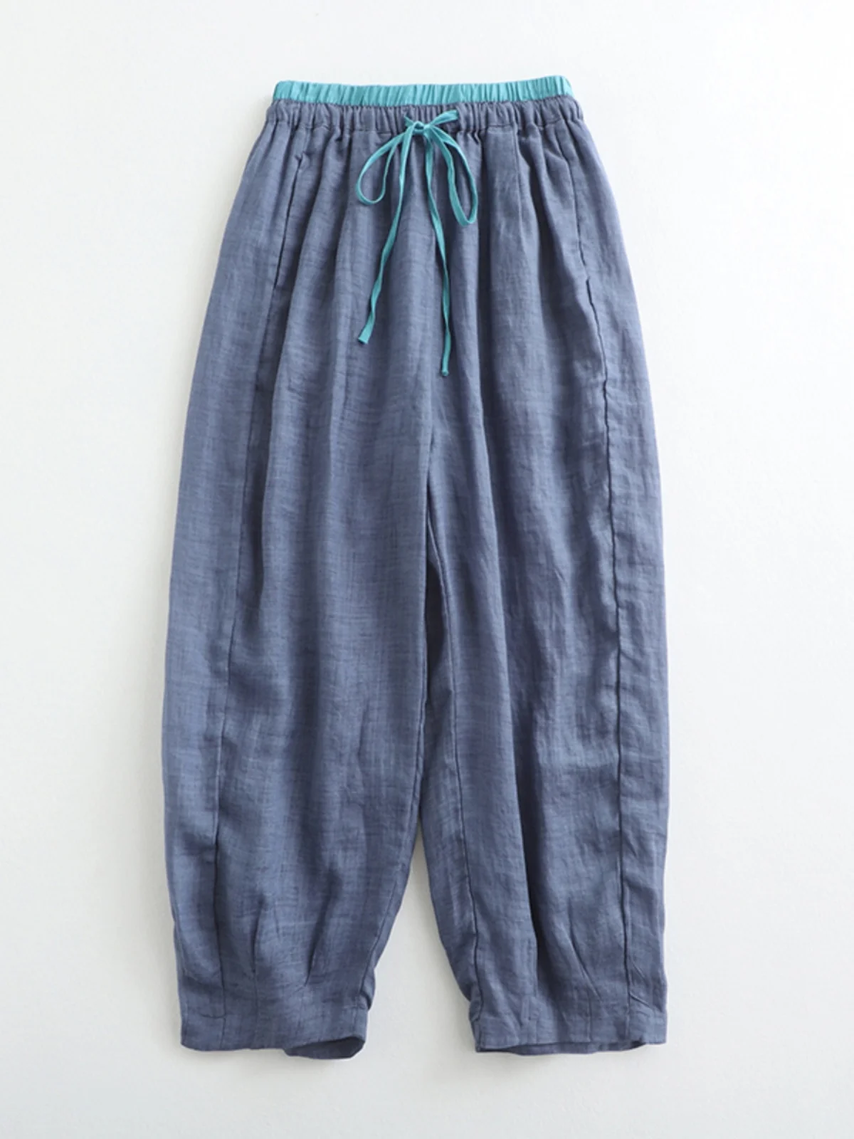 Summer Thin Cotton Linen Harem Pants Women's plus Size Loose Fit Belted Nine Points Carrot ape Trousers Artistic Commute Sle