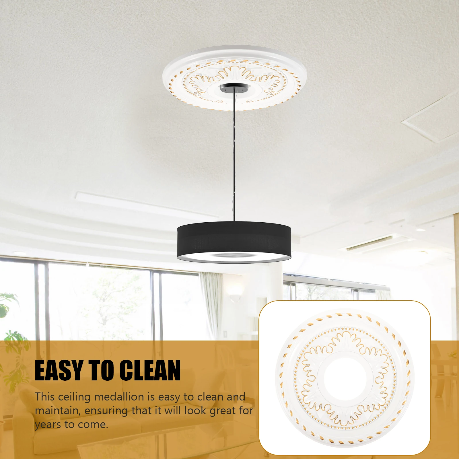 

1pcs Retro Lamp Plate Decoration White PVC PU Ceiling Medallion for Light Fixtures Easy Clean Round Home Lighting