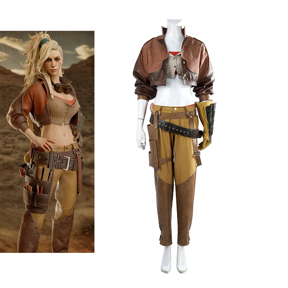 Game Gemma Cosplay Wilds Costume Women Sexy Retro Crop Top Jacket Pants Full Set Halloween Party Hunter Disguise Uniform Suit