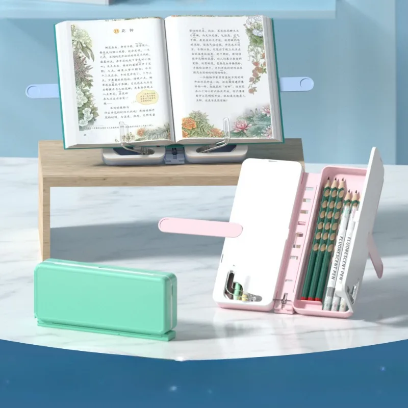 Lesen Bücherregal Stift Box faltbar tragbar verstellbar Lese ständer Briefpapier Box Student Dual-Use-Buchclip einziehbar