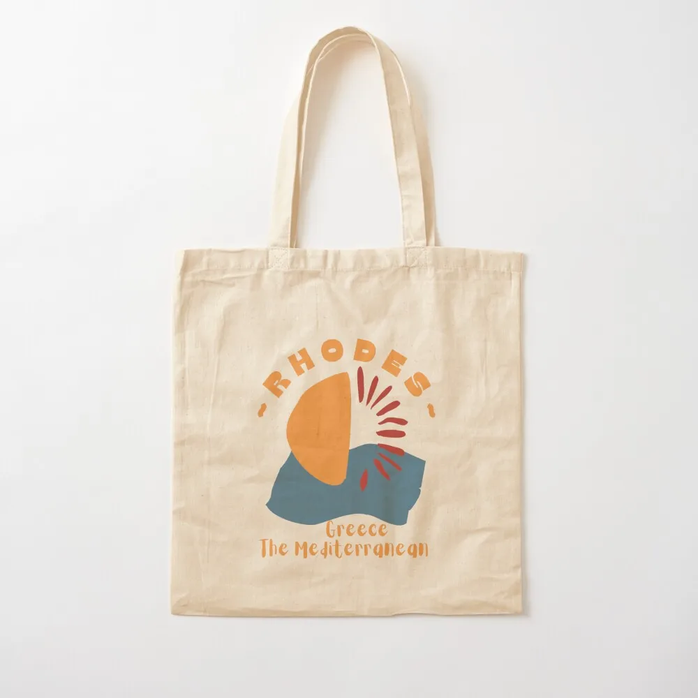 

Abstract Rhodes Greece The Mediterranean - Orange Text - Vacation / Cruise Tote Bag Canvas bag for women Canvas Women's shopper