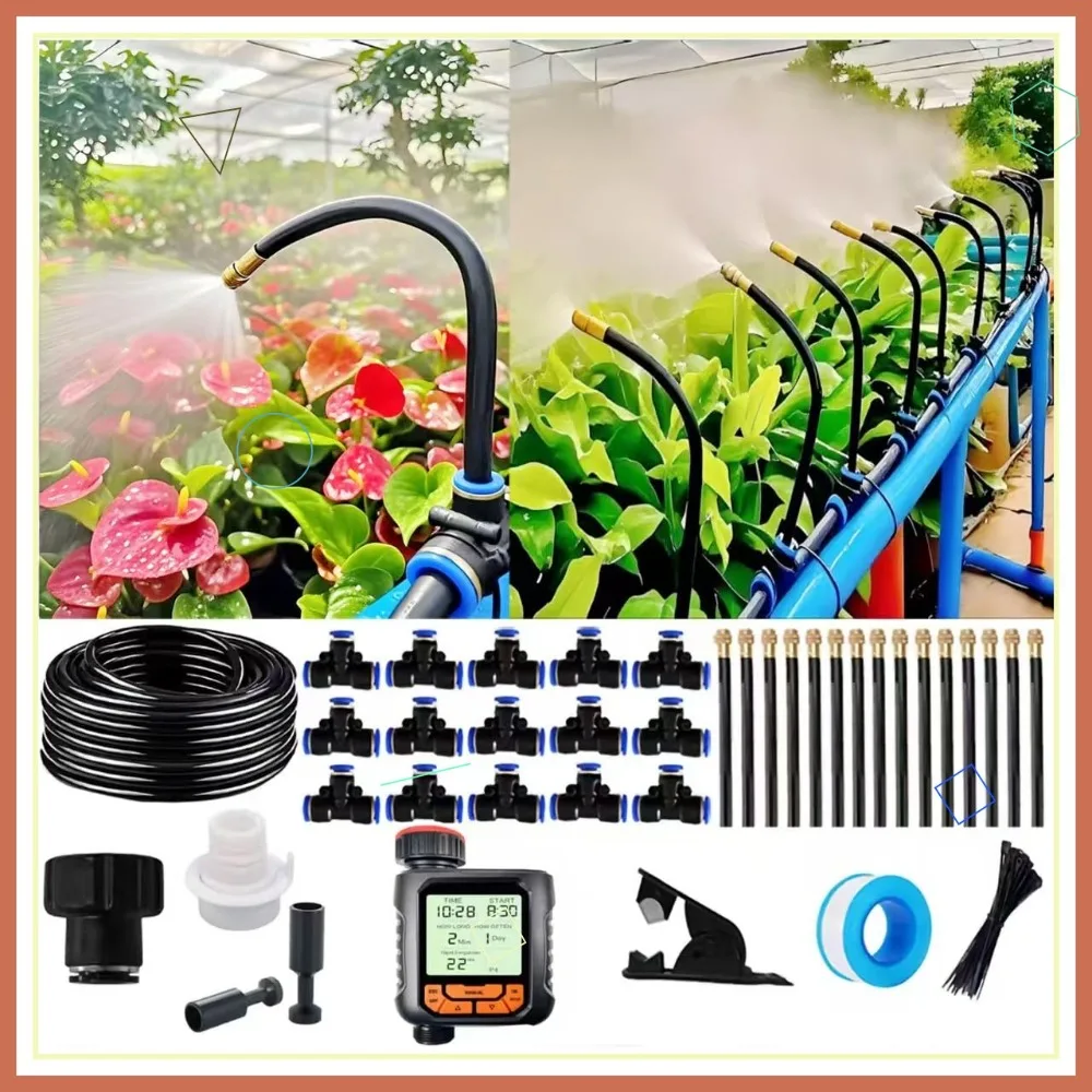 

Drip Irrigation Kit, 360° Adjustable Copper Micro Sprinklers, Quick Connect Fittings for Garden Lawn Balcony