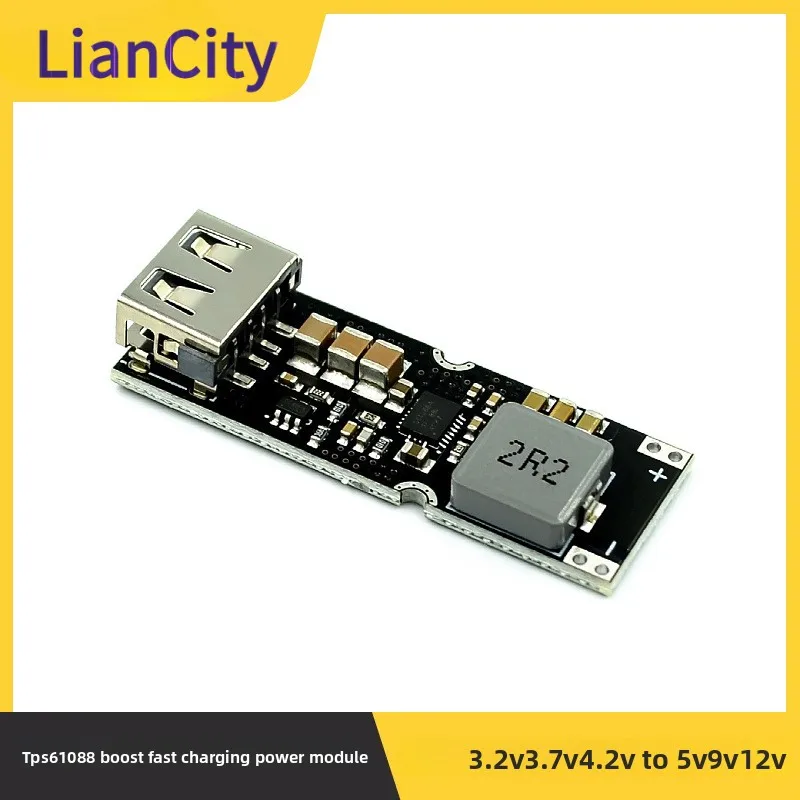 High Power Boost Power Supply Module Fast Charging Step-Up 3.2V-4.2V to 5V 9V 12V QC Fast Charge TPS61088