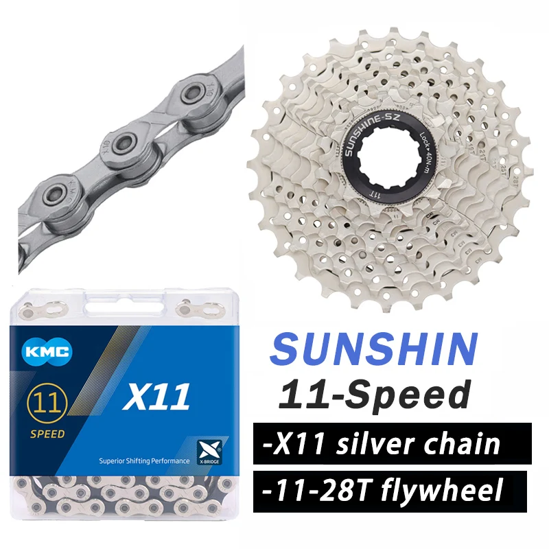 KMC 11S X11 Road MTB Bike Chain for 11V SUNSHINE HG Cassette Freewheel 11-28T/32T/36T/40T/42T/46T/50T/52T Bike Chain Bike Parts