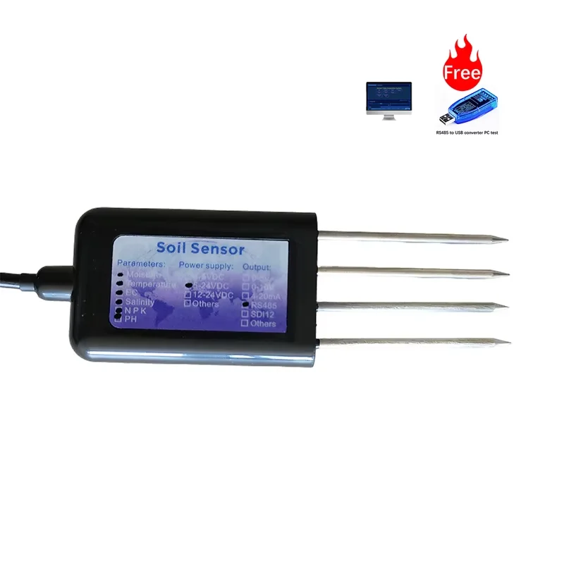 Smart Agriculture Soil Tester Digital Probe Moisture Temperature EC Salinity Monitoring Underground Sensor Mobile Connectable
