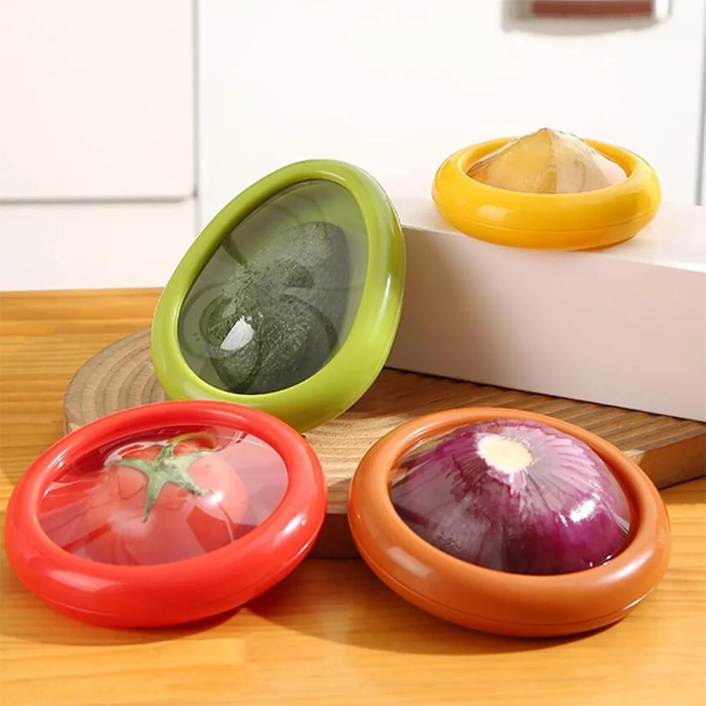 4Pcs Silicone Fresh Stretch Pod Reusable Fruit and Vegetable Anti-Oxidation Storage Box Fruit Storage Containers for Fridge