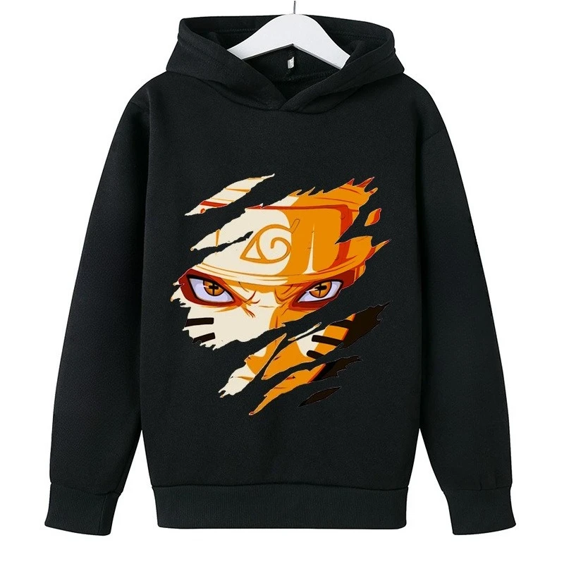 Sweat à capuche de sport pour enfants, imprimé Naruto, pull chaud d'extérieur pour garçons et filles, nouvelle collection automne et hiver 2025