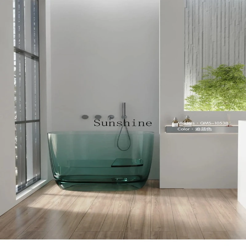 Pure resin transparent crystal color art bathtub independent hotel home sitting deep bubble