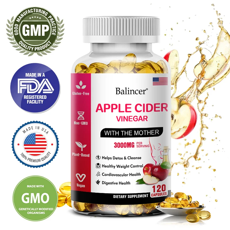 Apple Cider Vinegar Weight Management Capsules, Detoxify and Cleanse, Support Antioxidant and Digestive Health