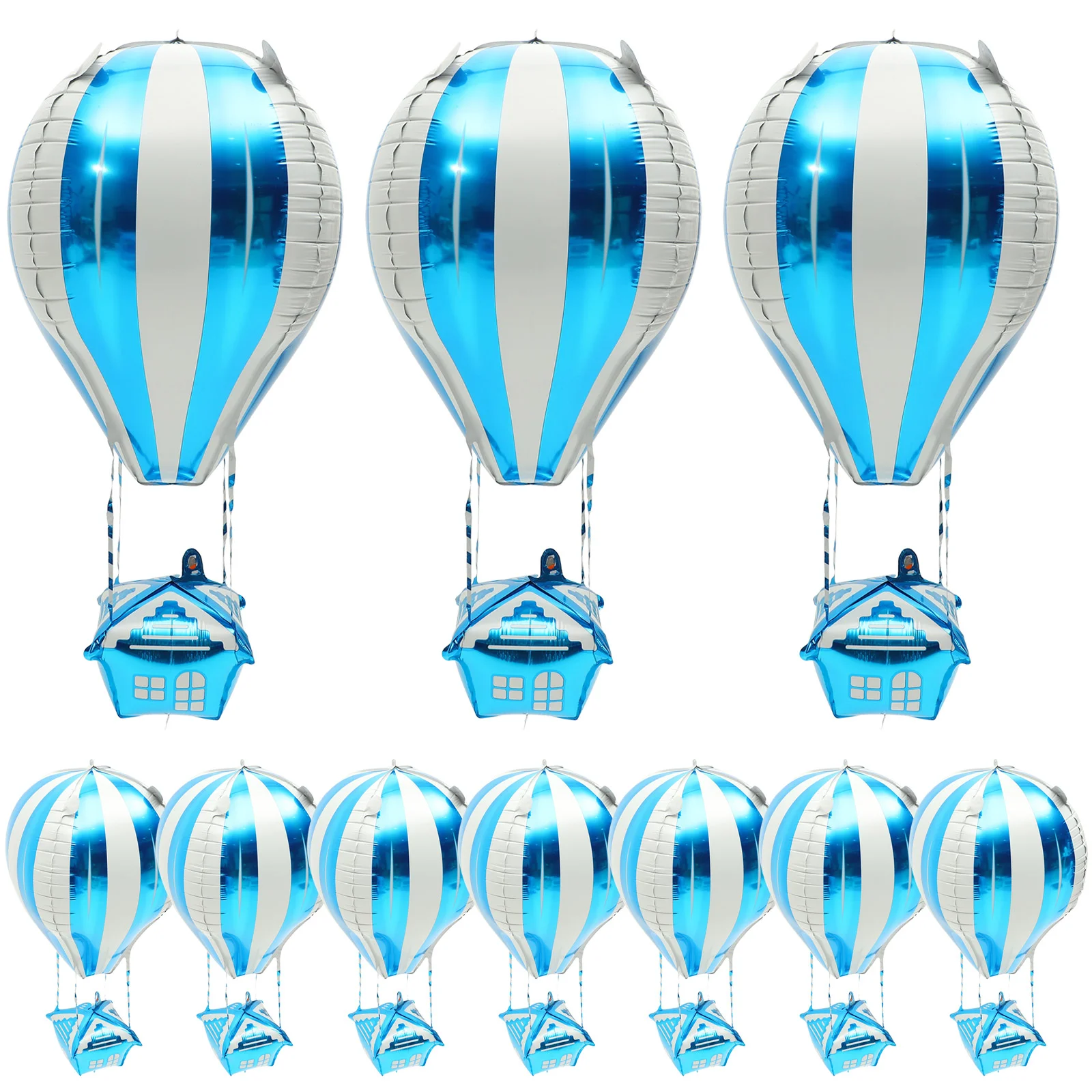 

10 Pcs Hot Air Balloon Airplane Birthday Decorations Kids Toys Aluminum Party Balloons