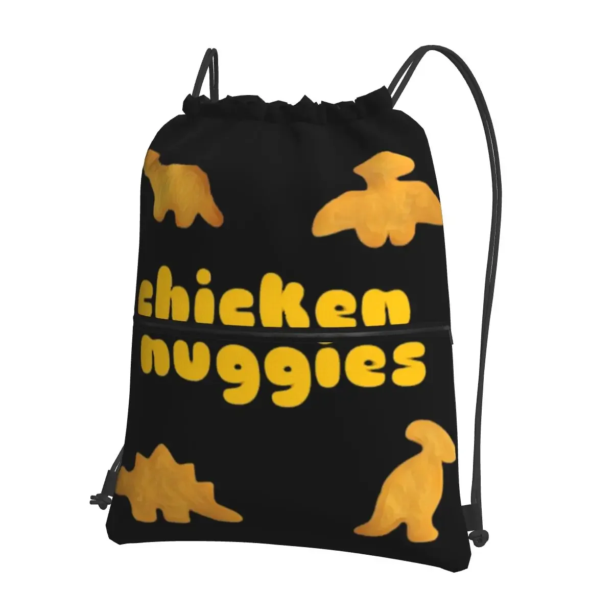 Mochila portátil de dinosaurio y pollo, bolso con cordón multifunción, bolso de bolsillo para zapatos para estudiante escolar