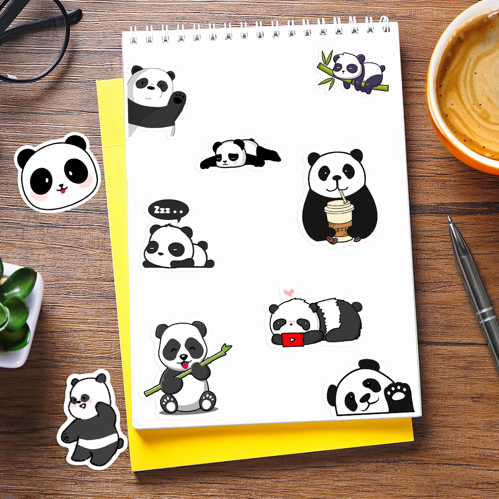 ملصقات باندا كرتونية لطيفة باللون الأسود والأبيض يمكنك صنعها بنفسك لعبة أطفال هدية ملصق مزخرف للهاتف المحمول وزجاجات القصاصات والأمتعة المقاومة للماء #5