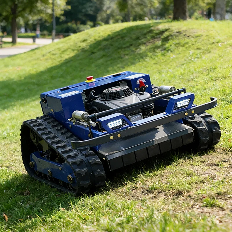 

Customized all-terrain tracked remote-controlled lawn mower for grass cutting and weeding in farms and gardens