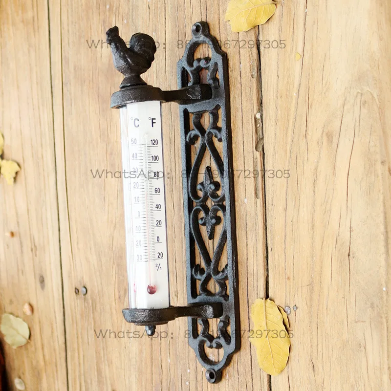 Retro Wrought Iron Wall-mounted Thermometer Home Wall Decoration Daily  Indoor and Outdoor