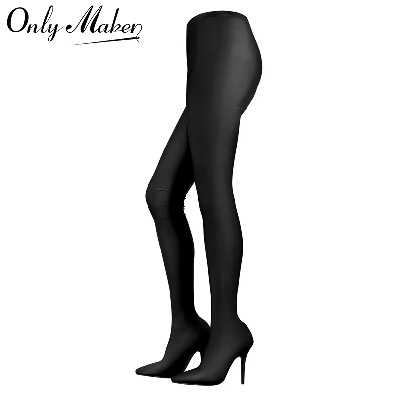 Onlymaker Women Black Stocking Boots Stretch Stiletto Pant Boot In Fuchsia Over The Knee Elastic Slim Pantyhose Sexy Boots