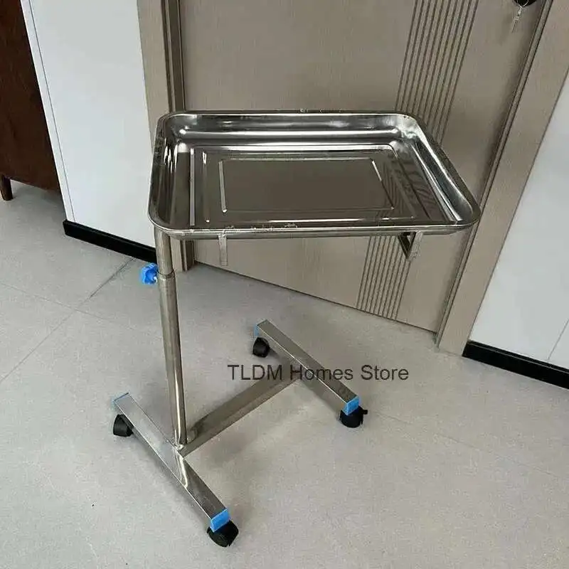 Thickened 304 Stainless Steel Auxiliary Cart with Wheels Multifunctional Medical Tray Rack Organizer Cart Medical Tool Trolley