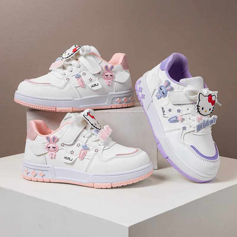 

Детская повседневная обувь, кроссовки, спортивная обувь из искусственной кожи с героями мультфильмов, весенне-осенняя спортивная обувь для детей, противоскользящая обувь розового цвета, размер 26-37