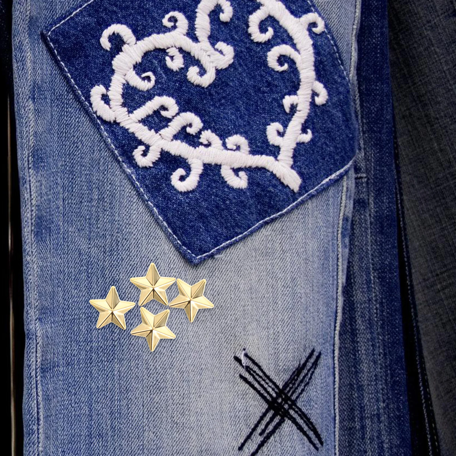 

200Pcs Flat Bottom Star Decors Acrylic DIY Craft Ornaments Clothes Adornment Simple Stylish Design Useful Accessory