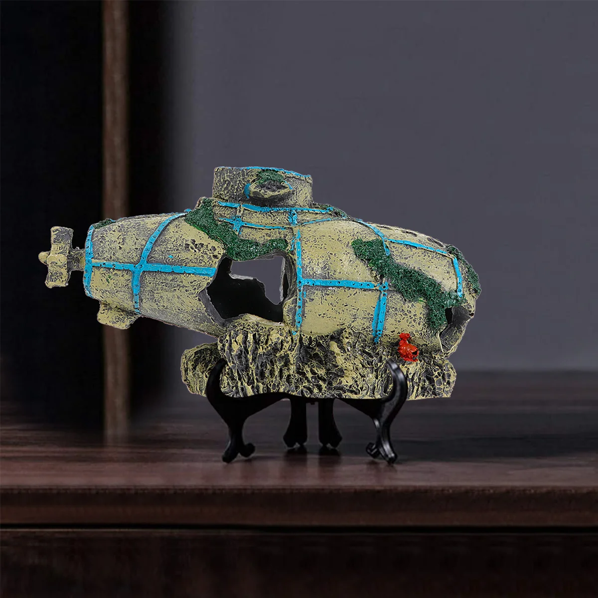 

Simulation Submarine Aquarium Decor Resin Fish Tank Ornament Stable Heavy Base Safe for Fresh Saltwater Fish Landscape Ornament