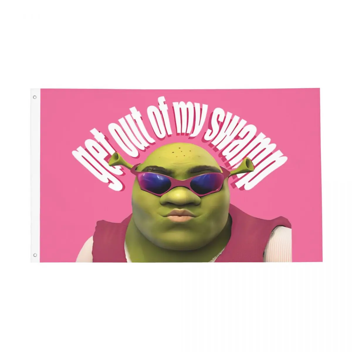 Pink Shreks Get Out Of My Swamp Funny Meme Flag Indoor Outdoor Banner Polyester Decoration Double Sided 2x3 3x5 4x6 FT Flags