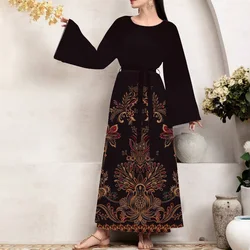 Muslim Islam Long Sleeve Abaya Ramadan Clothing Femme Comfortable Abayas Turkey Dubai Luxury Caftan Robe For Women Give Belt