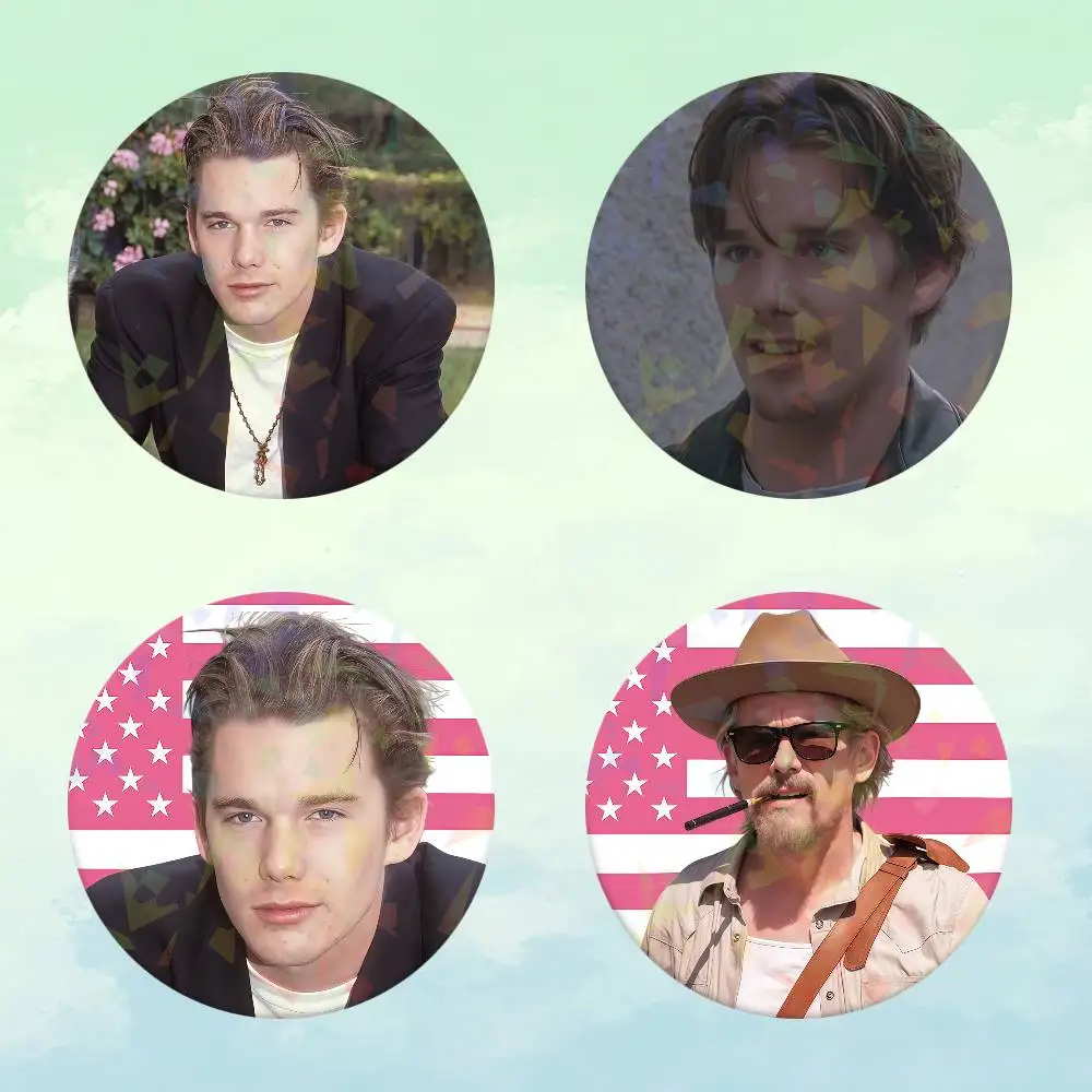 Actor E-Ethan H-Hawke American Flag Badges Soft Button Pin Bright Printed Icon Gift Friends Badge Collar Brooch Lapel Pin Metal